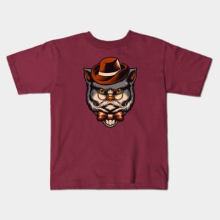 Funny Fancy Hipster Cat with Moustache Kids T-Shirt
